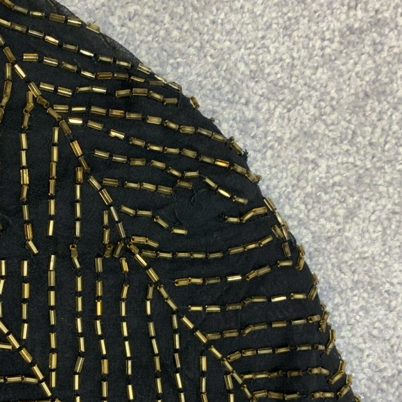 Vintage A.J. Barri Silk Gold Beaded Dress Size 10 - Picture 6 of 6
